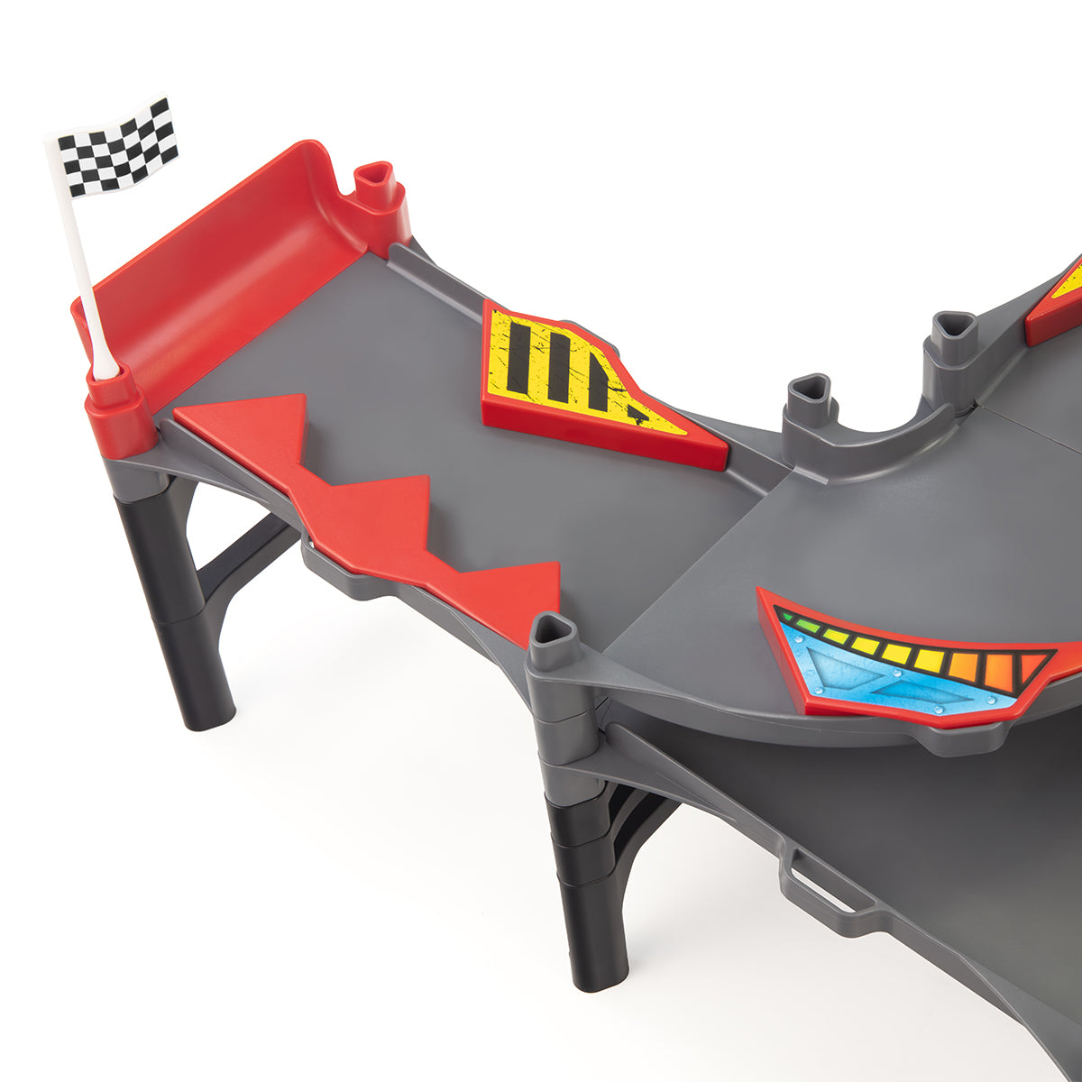 IMR Circuit Redline track closeup showing curved drop-off section with checkered flag