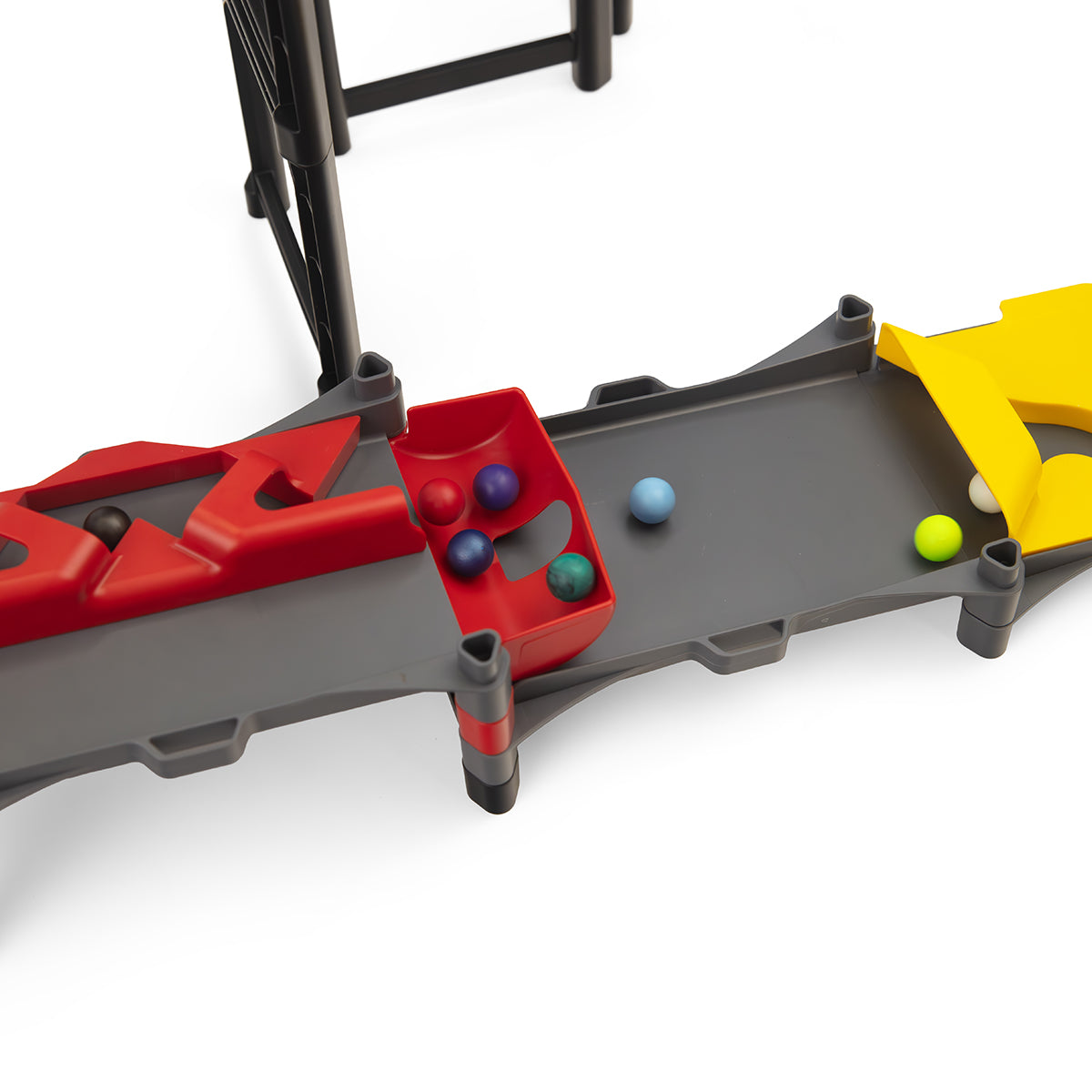 IMR Circuit Redline track closeup showing pathway divider insert with marbles racing on both sides