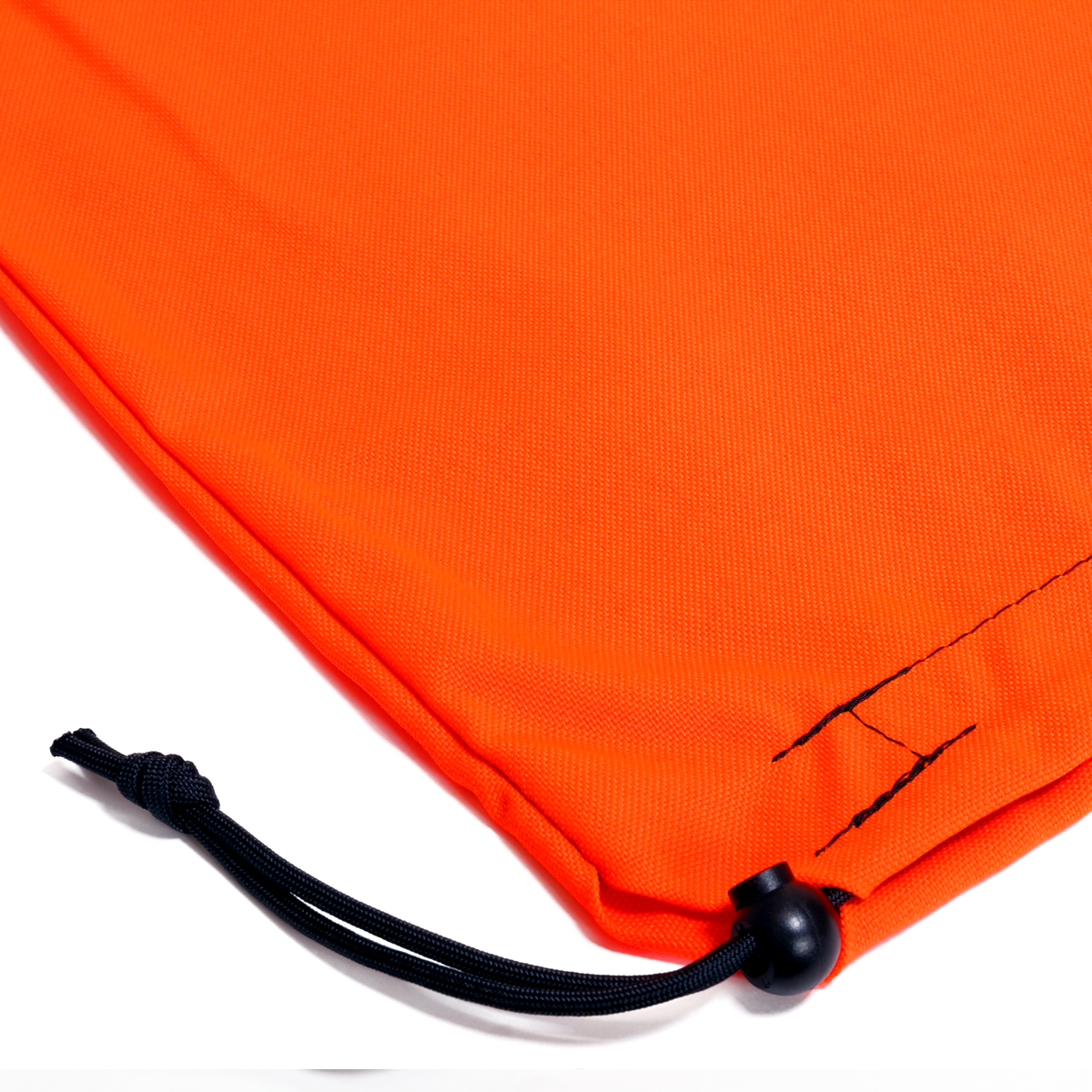 Bulk Dominoes Neon Orange canvas storage bag close-up showing drawstring cord lock detail