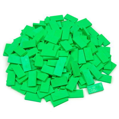 Bulk Dominoes closeout dominoes pile showing a single-color candy apple green lot of Pro Dominoes