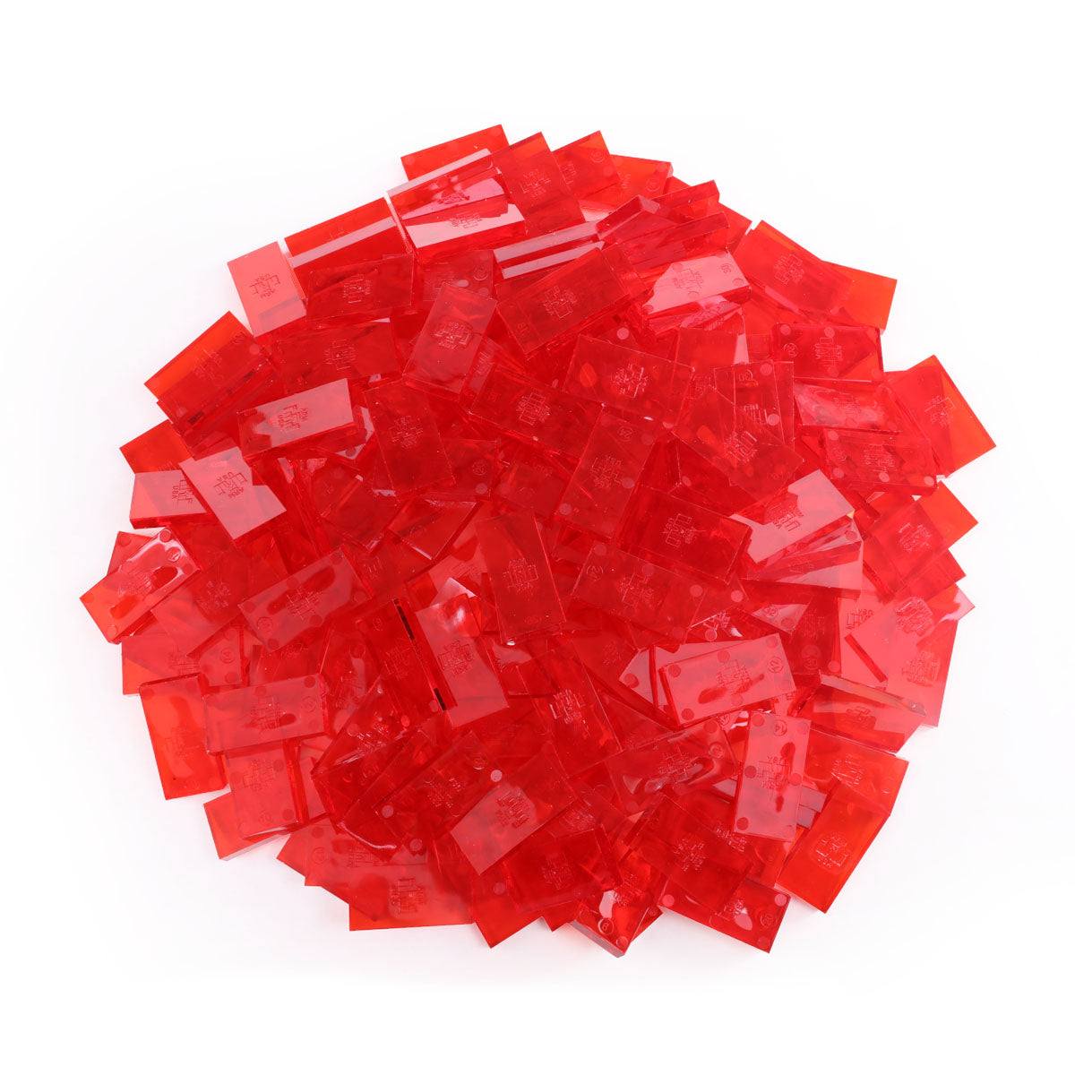 clear red dominoes of the bulk domino variety