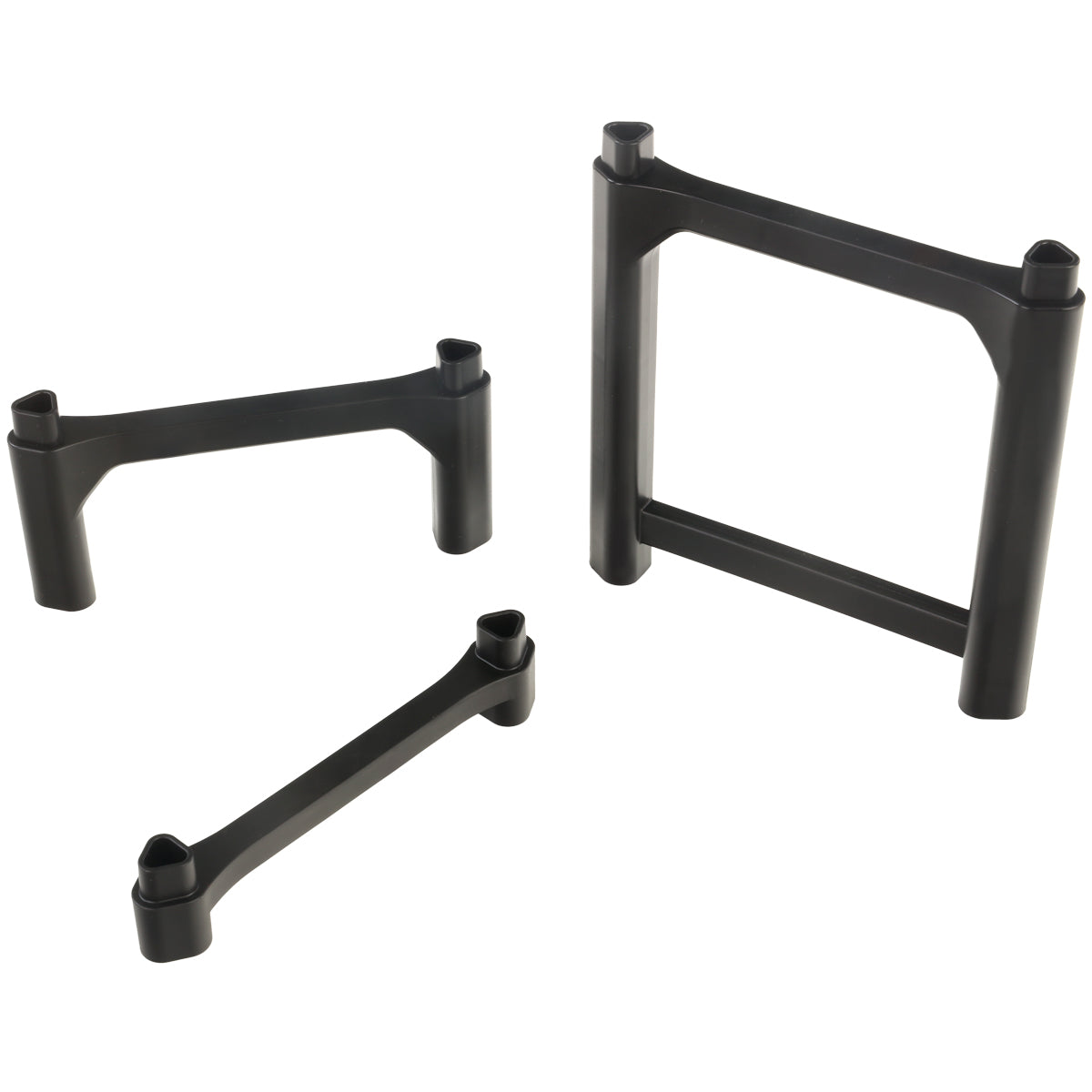 Three individual Impact Marble Racing support posts in Redline black showing each size included in Pack A: 1-high, 3-high, and 7-high