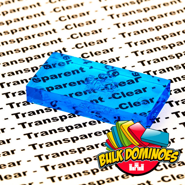 clear blue bulk dominoes close up