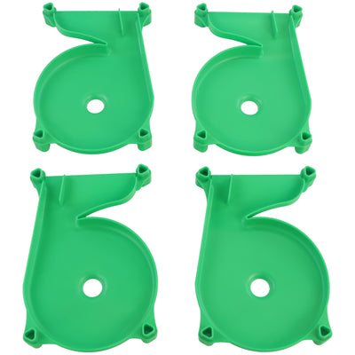 Impact Marble Racing Funnels Add-On Pack in green showing all 4 lane-merging funnel track pieces with center marble drop holes, 2 left funnels and 2 right funnels