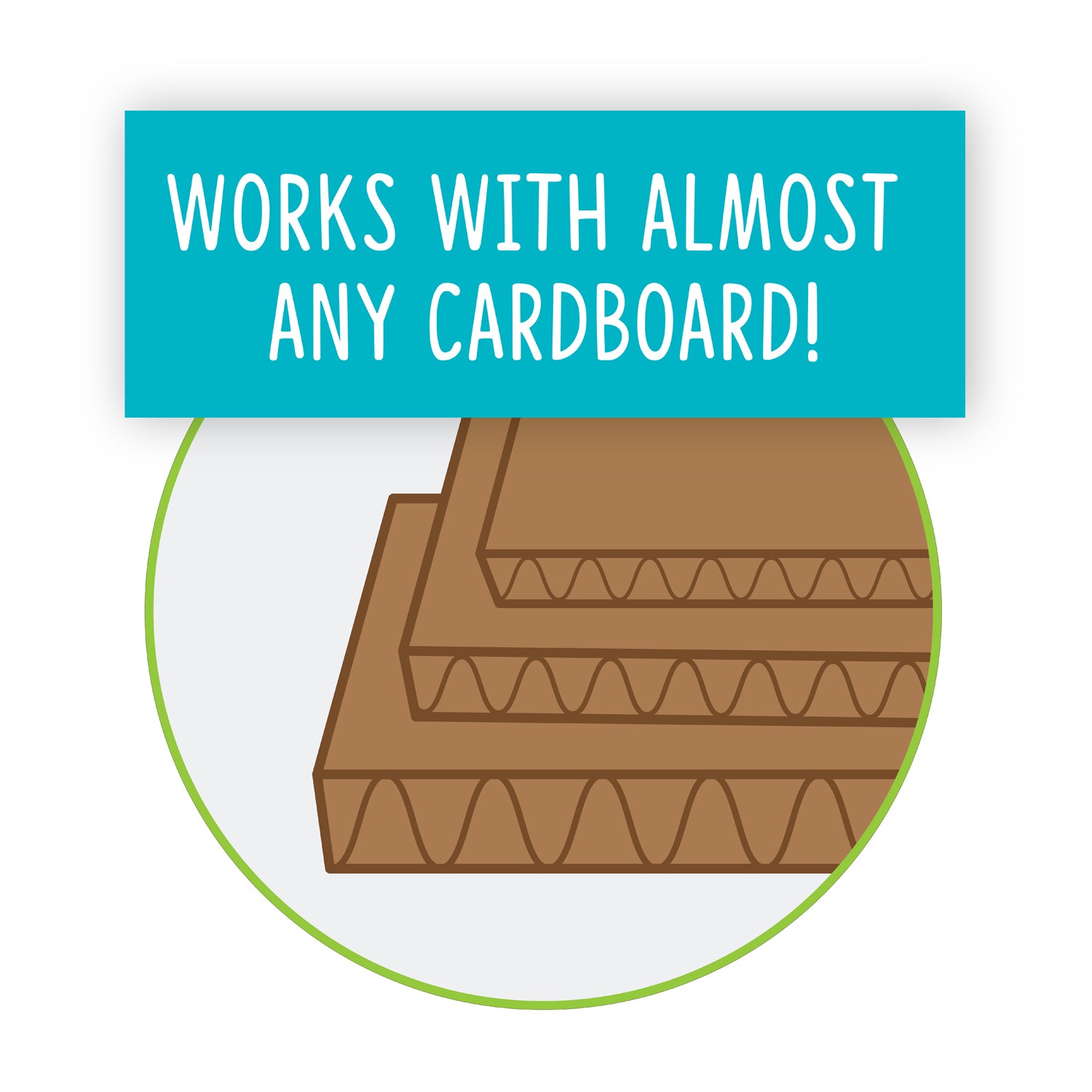Box Lox works with almost any cardboard graphic showing a cross-section of corrugated cardboard layers
